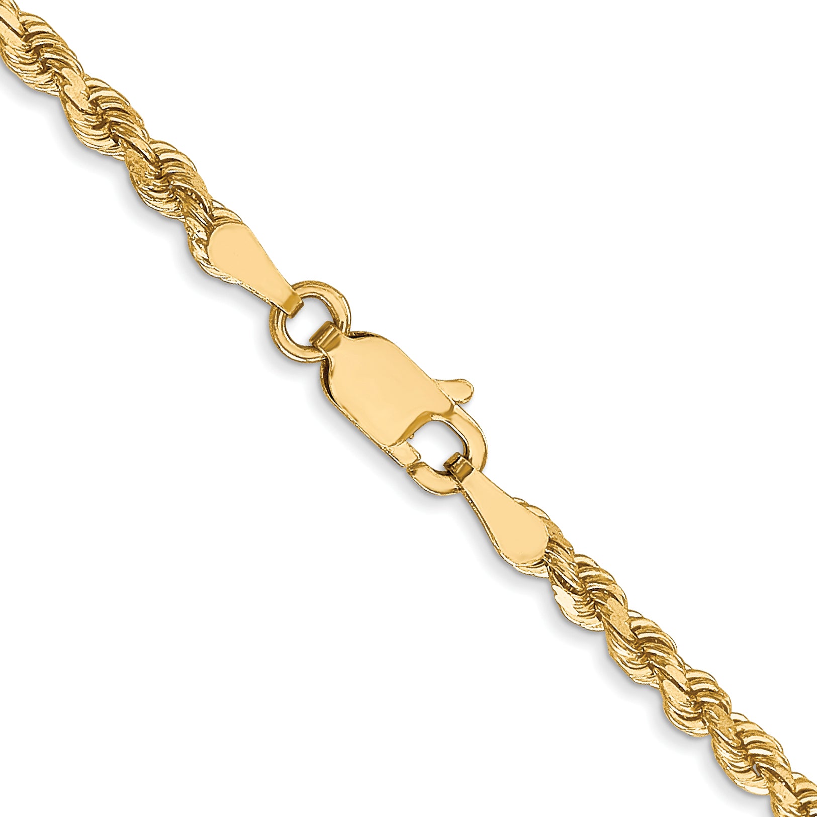 10K Gold Polished Unisex Diamond-Cut Rope Chain Necklace 18