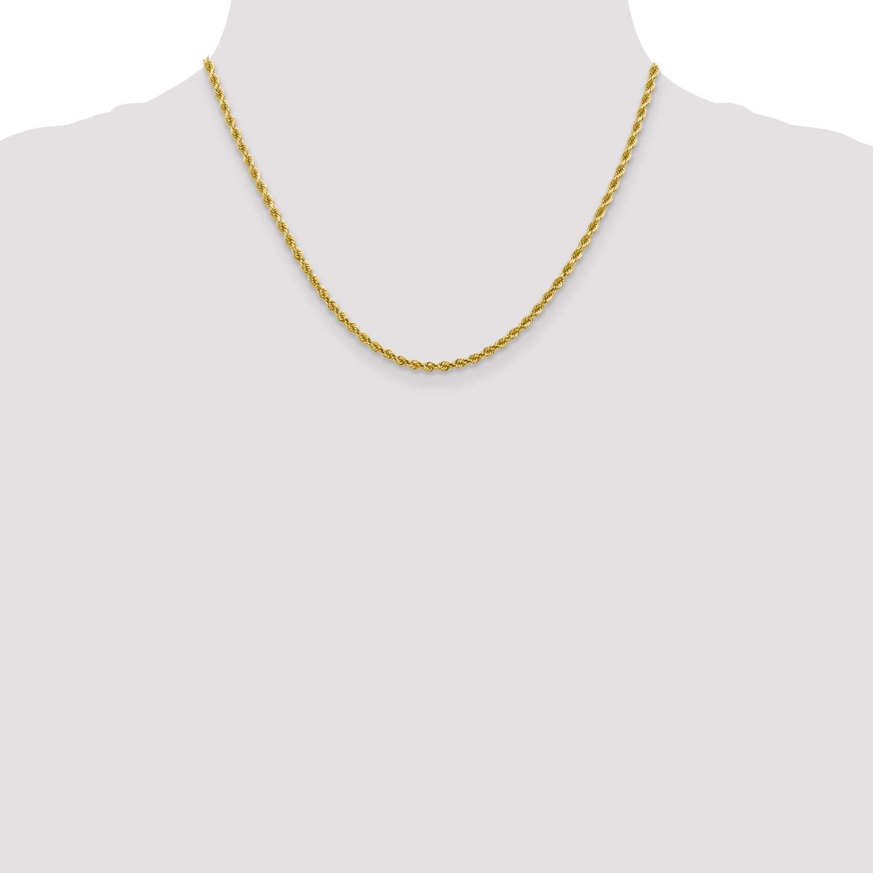 10K Gold Polished Unisex Diamond-Cut Rope Chain Necklace 18