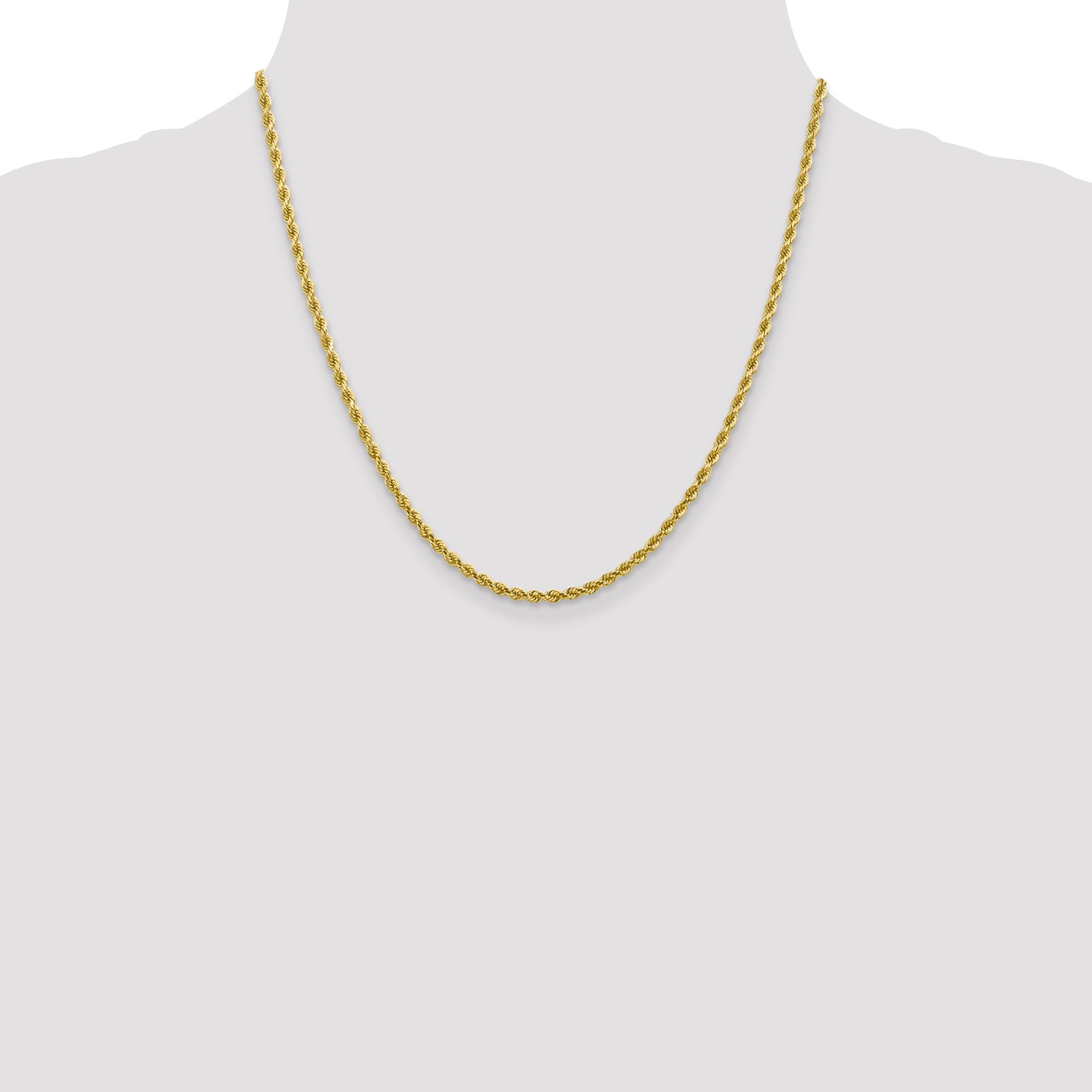 10K Gold Polished Unisex Diamond-Cut Rope Chain Necklace 18
