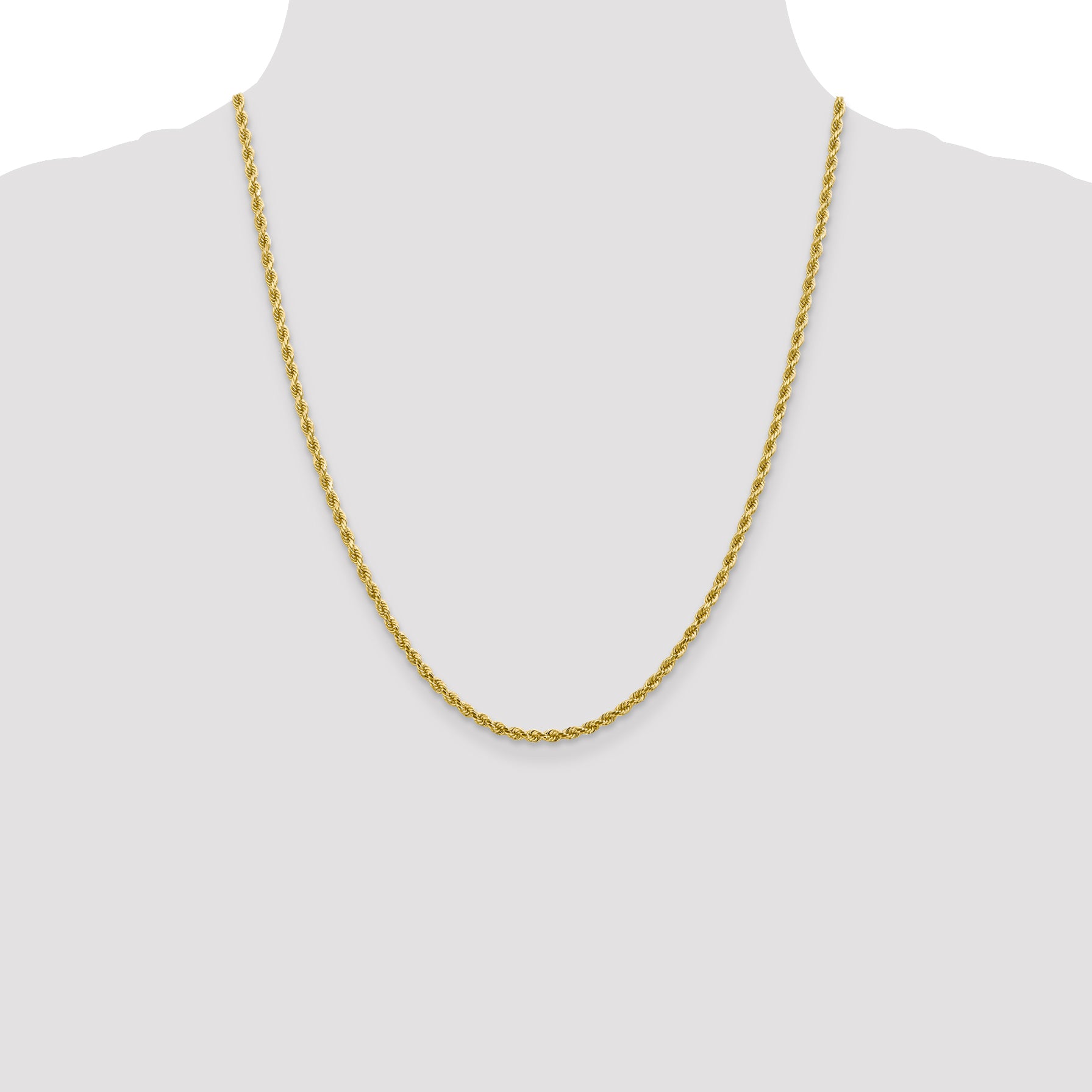 10K Gold Polished Unisex Diamond-Cut Rope Chain Necklace 18