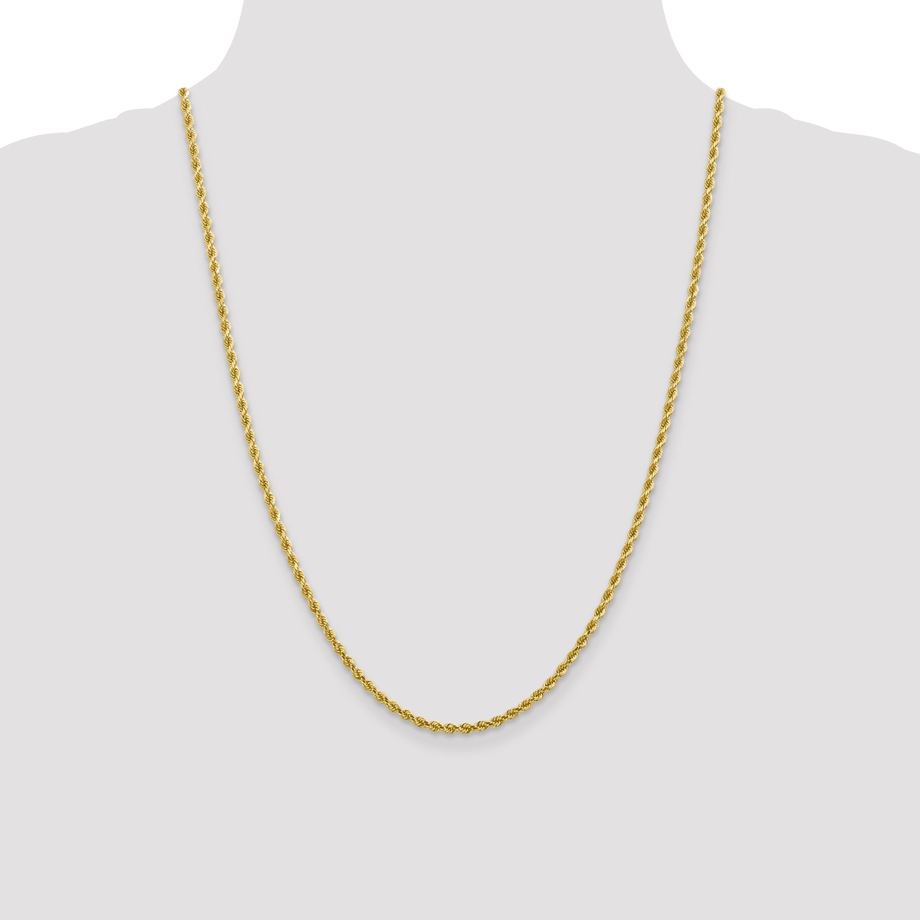 10K Gold Polished Unisex Diamond-Cut Rope Chain Necklace 18