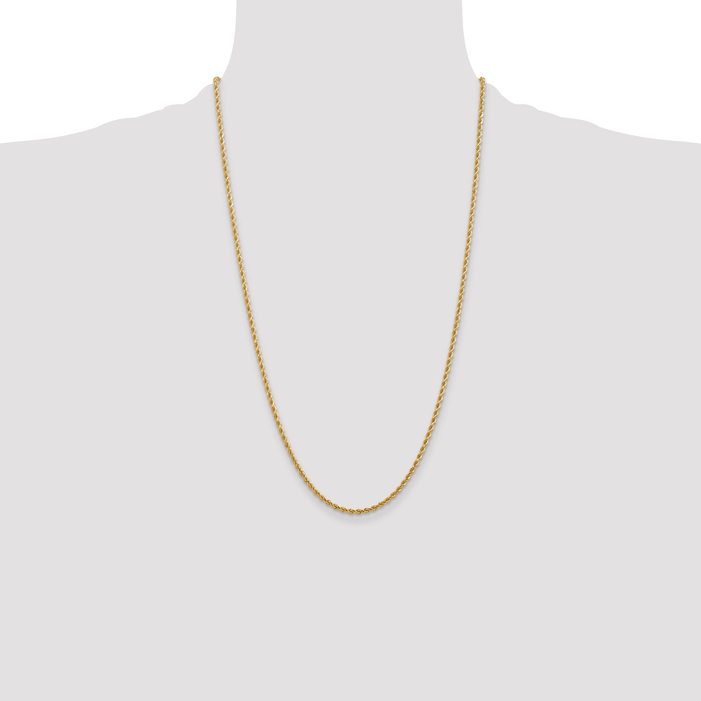 10K Gold Polished Unisex Diamond-Cut Rope Chain Necklace 18