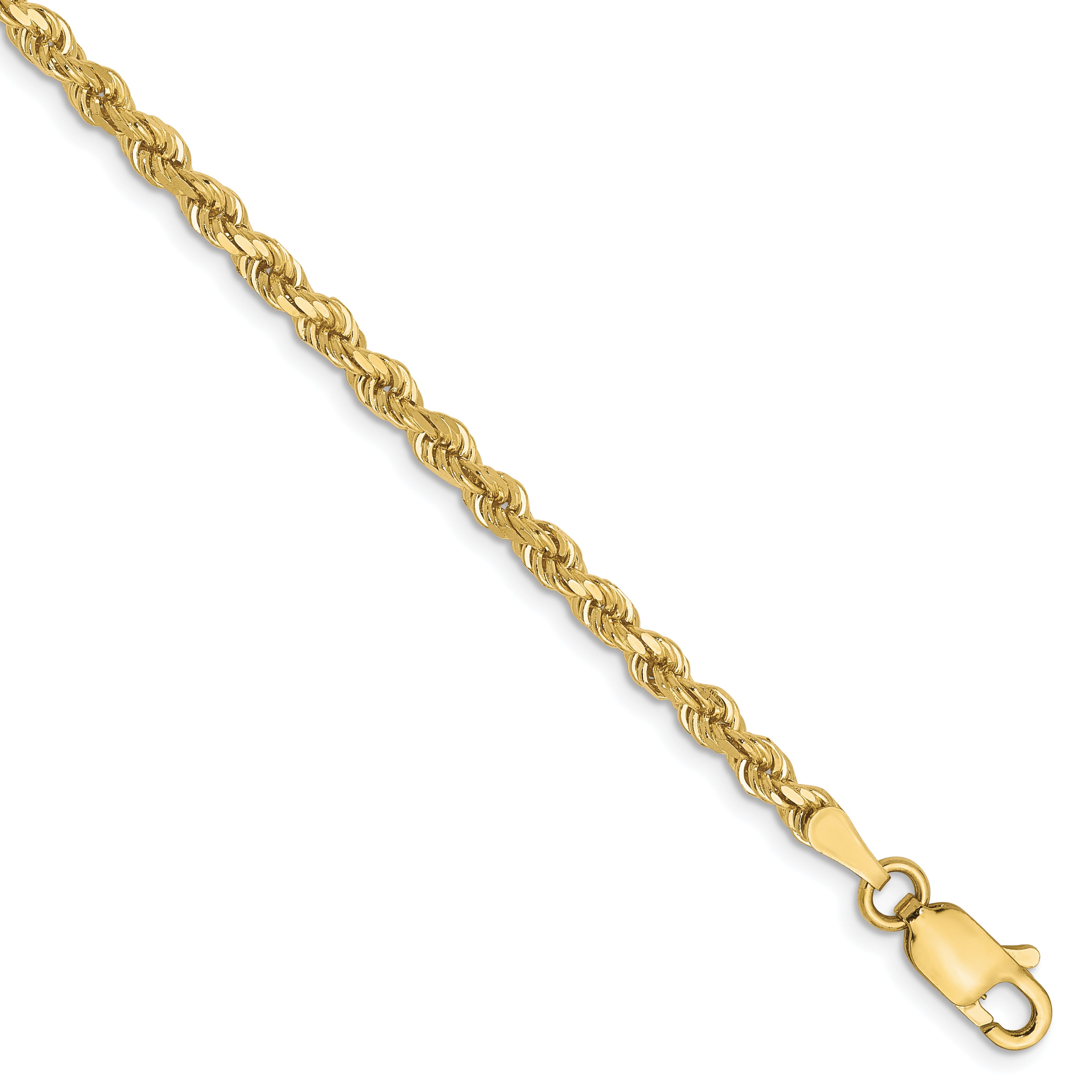 10K 2.75mm Diamond-Cut Rope Chain Anklet