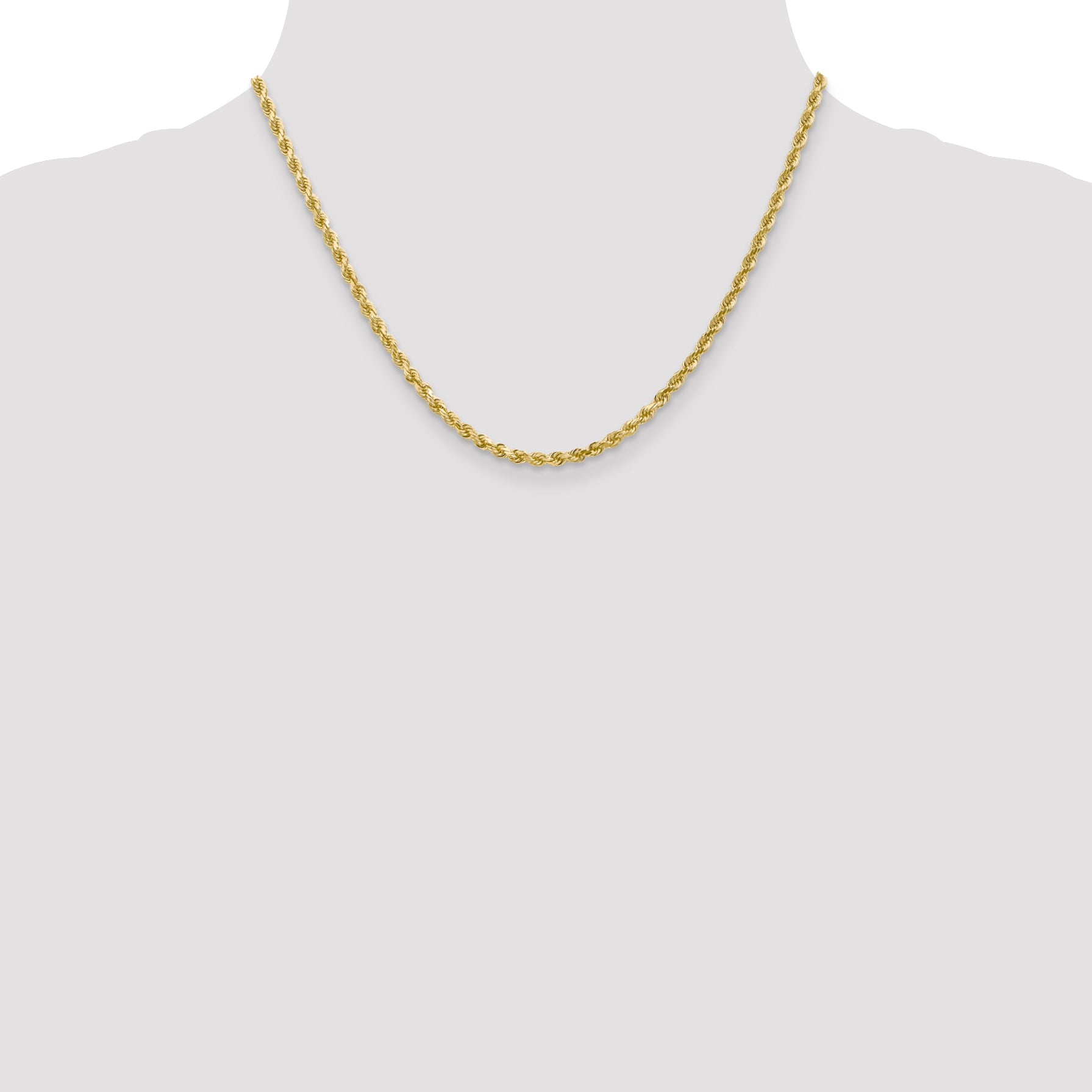 10K Gold Diamond-Cut Unisex Rope Chain Necklace with Polished Finish