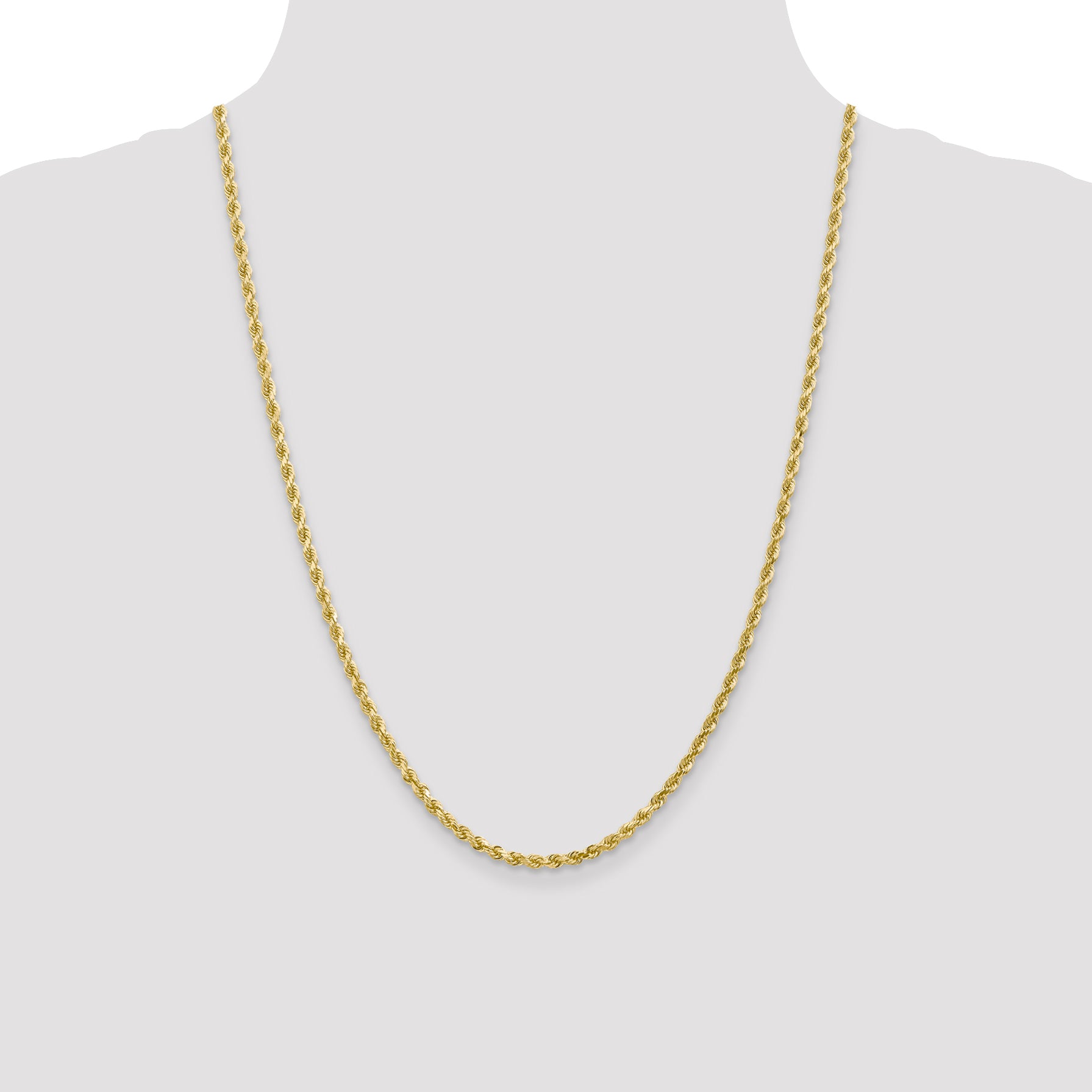 10K Gold Diamond-Cut Unisex Rope Chain Necklace with Polished Finish