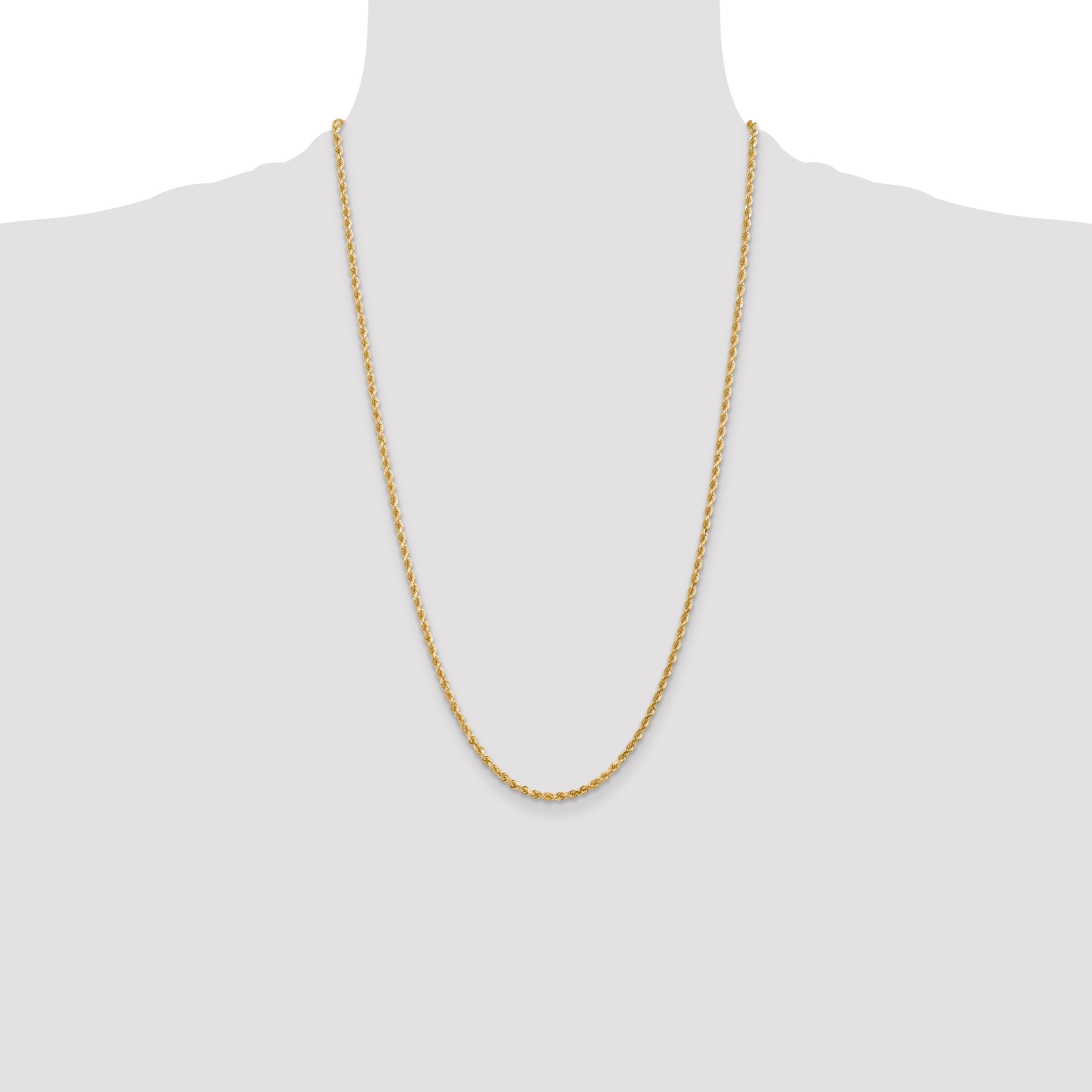 10K Gold Diamond-Cut Unisex Rope Chain Necklace with Polished Finish