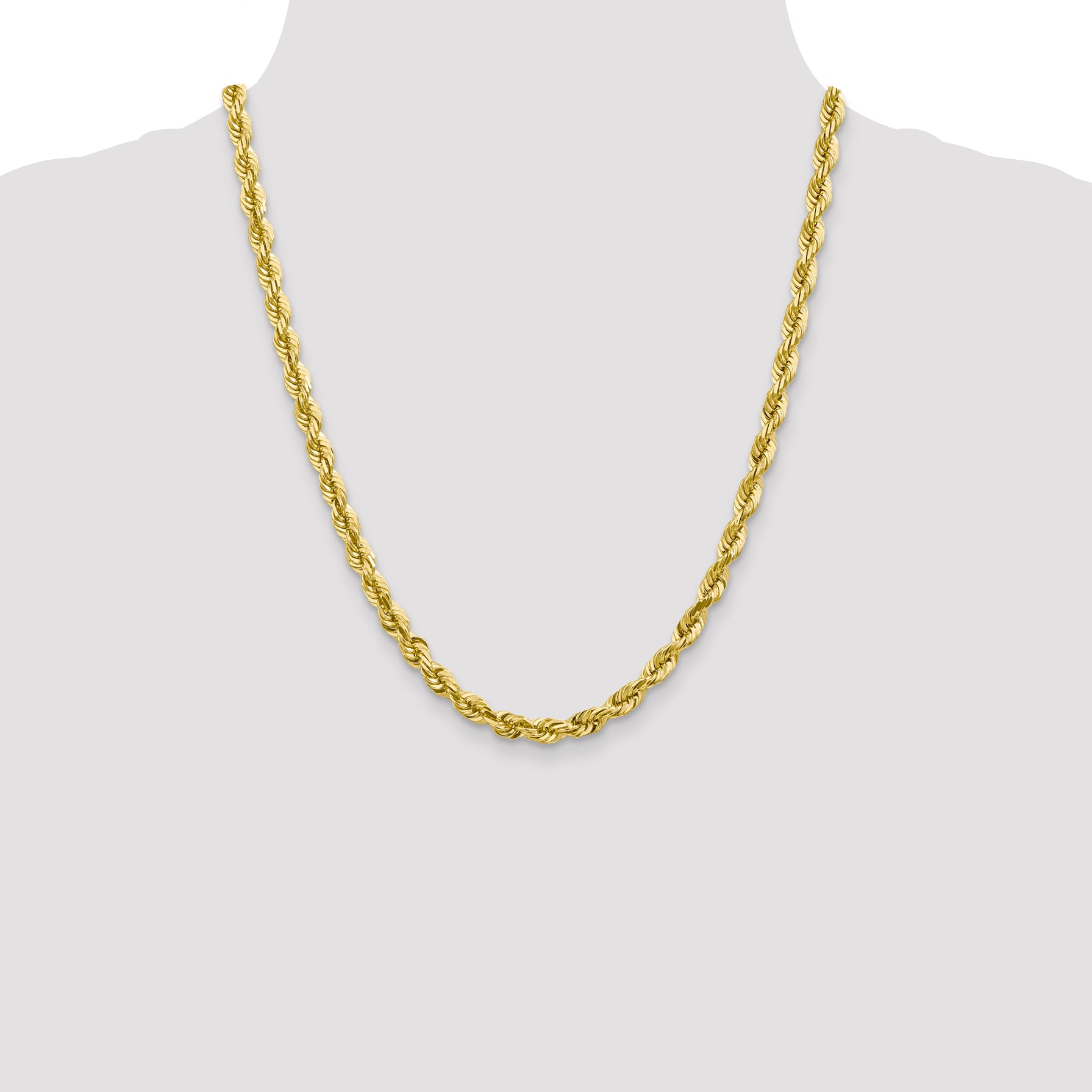10K Yellow Gold Diamond-Cut Rope Chain Necklace, 20 Polished Unisex