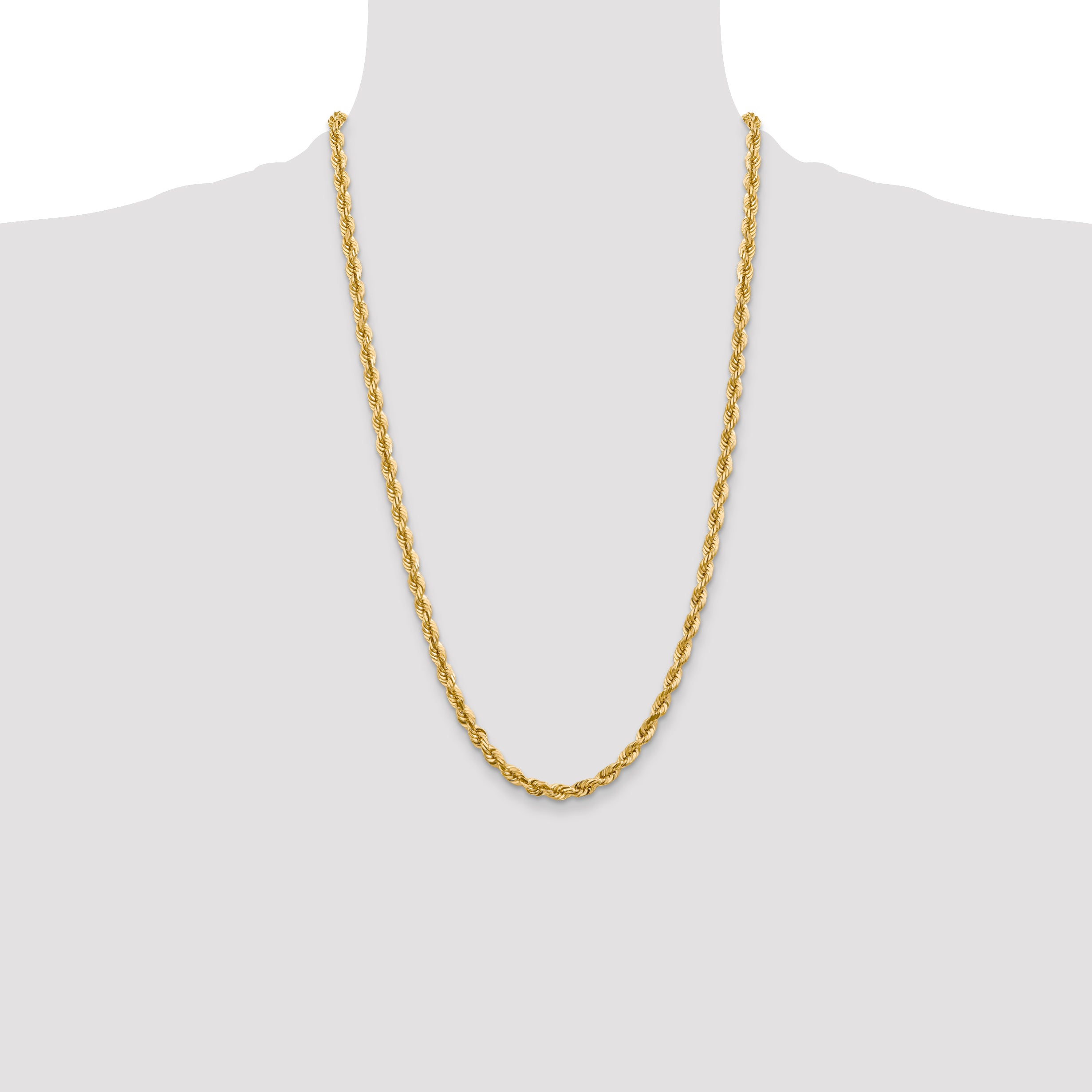 10K Yellow Gold Diamond-Cut Rope Chain Necklace, 20 Polished Unisex