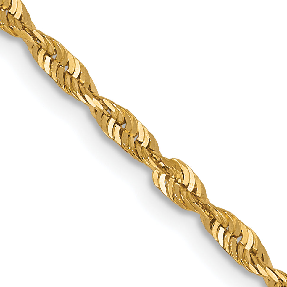 10K 2mm Diamond-Cut Lightweight Rope Chain