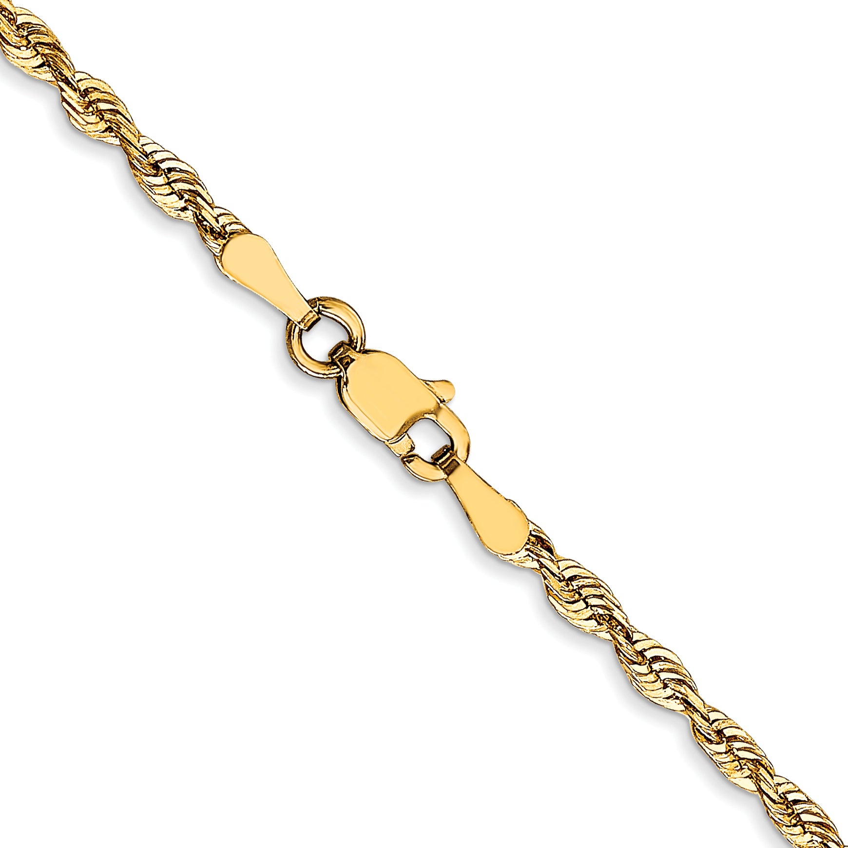 10K Gold Polished Diamond-Cut Rope Chain Necklace Unisex 18 Lightweight
