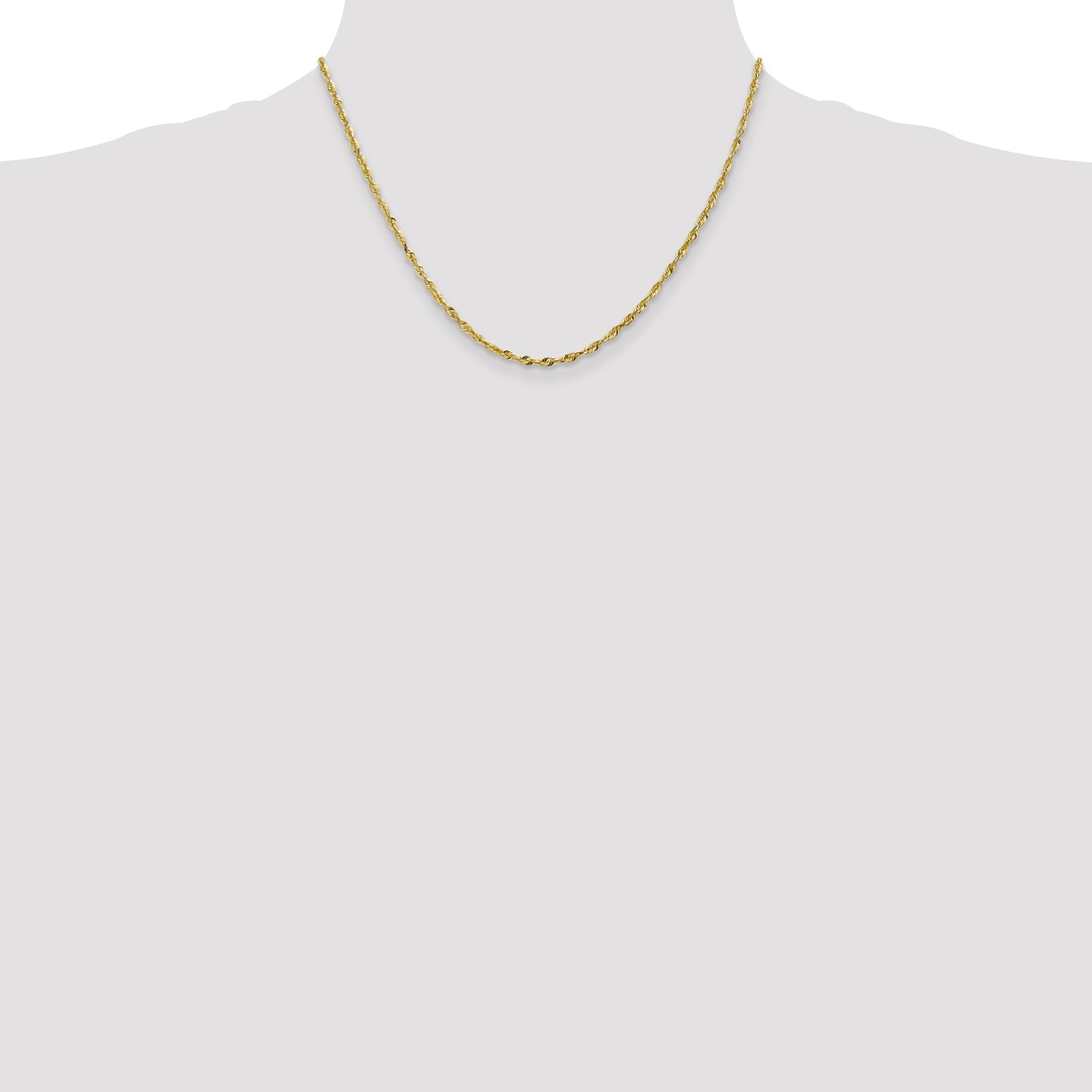 10K Gold Polished Diamond-Cut Rope Chain Necklace Unisex 18 Lightweight