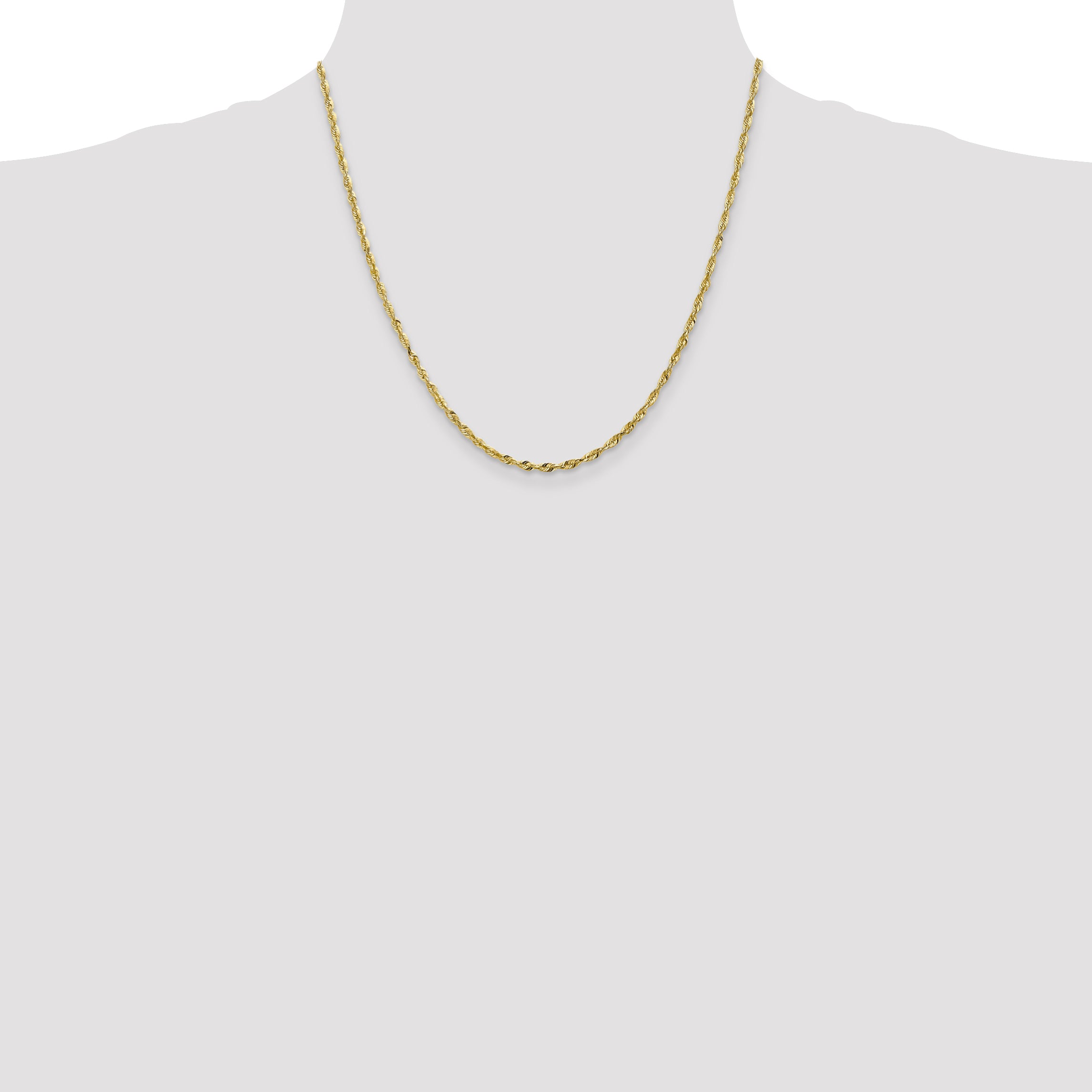 10K Gold Polished Diamond-Cut Rope Chain Necklace Unisex 18 Lightweight