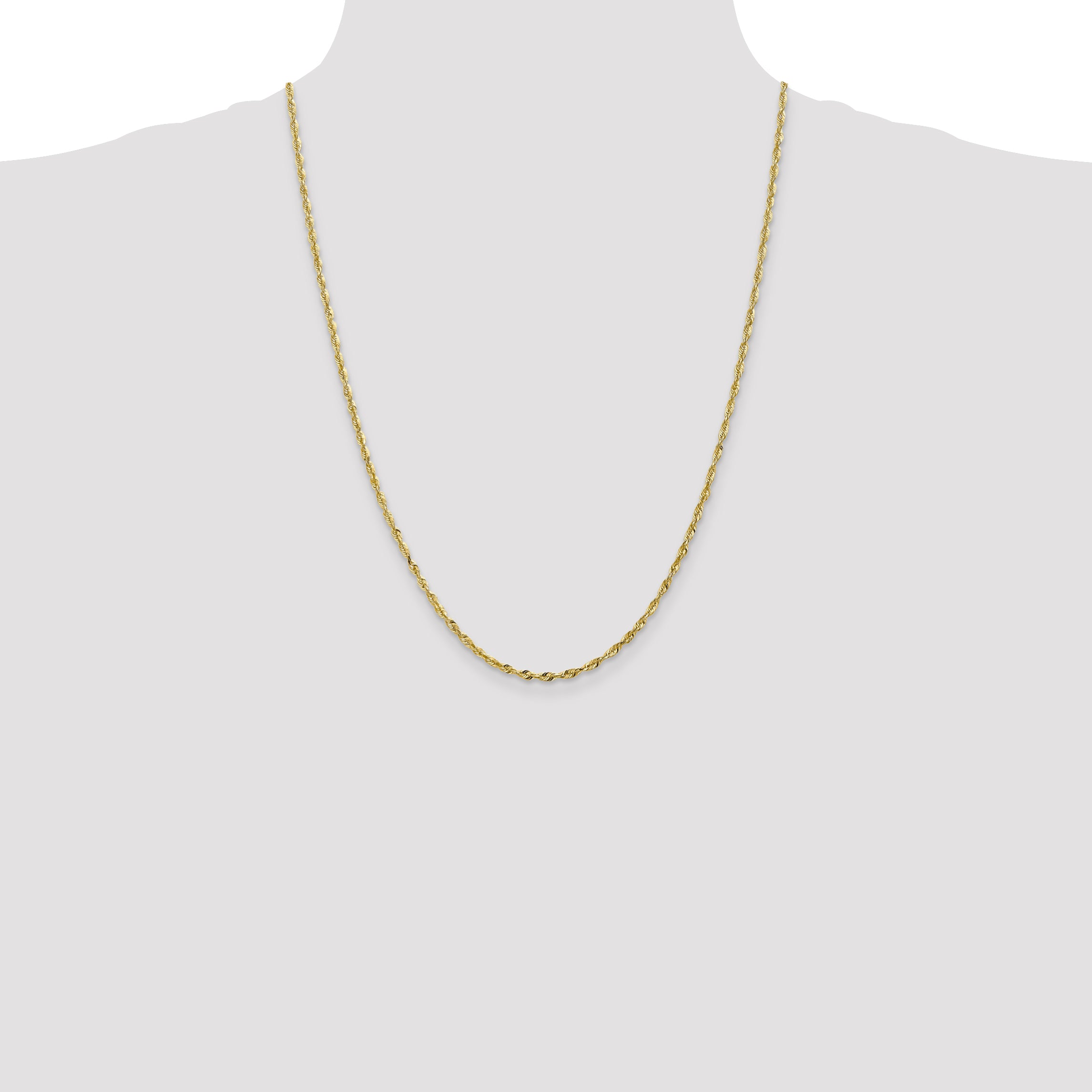 10K Gold Polished Diamond-Cut Rope Chain Necklace Unisex 18 Lightweight