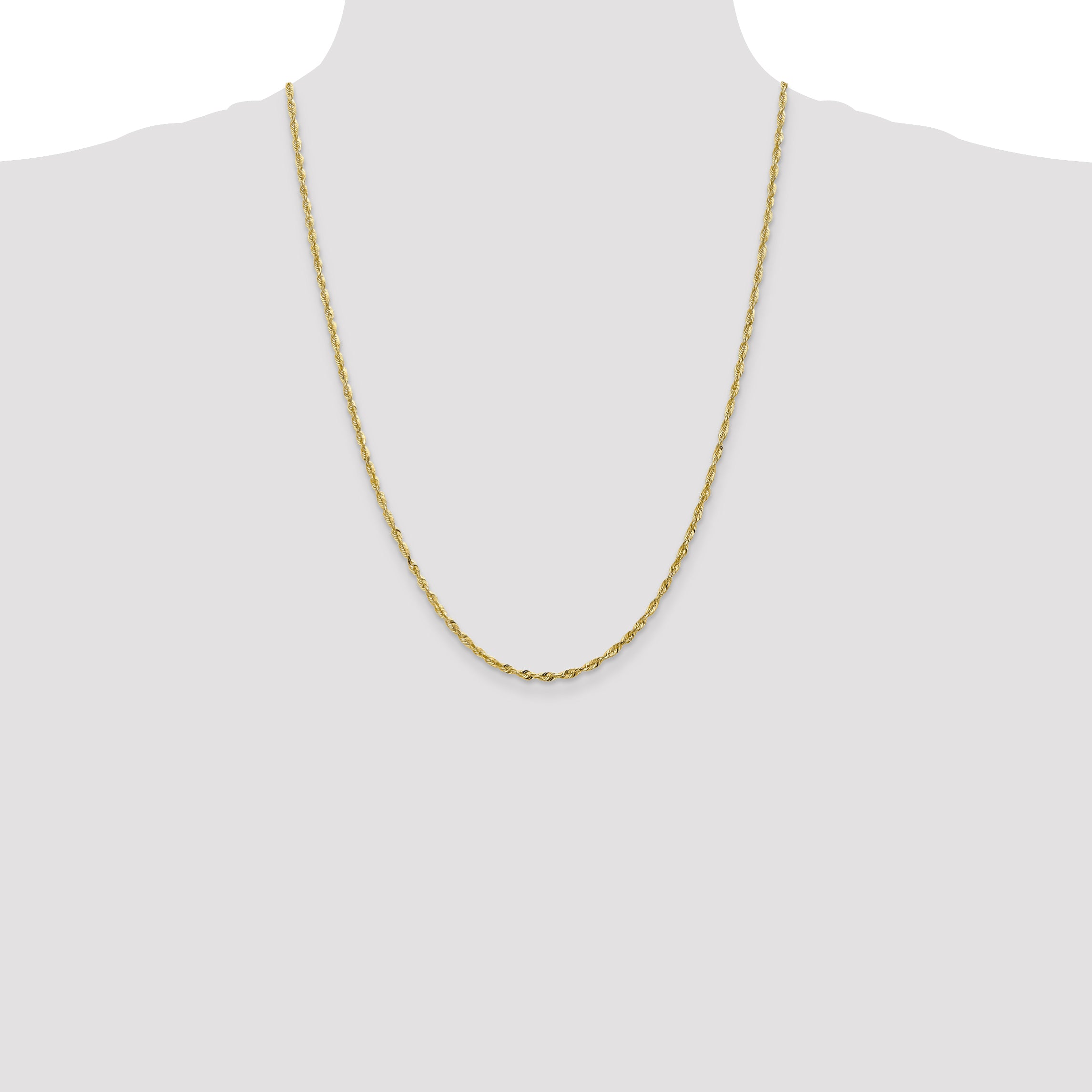 10K 2.5mm Diamond-Cut Lightweight Rope Chain