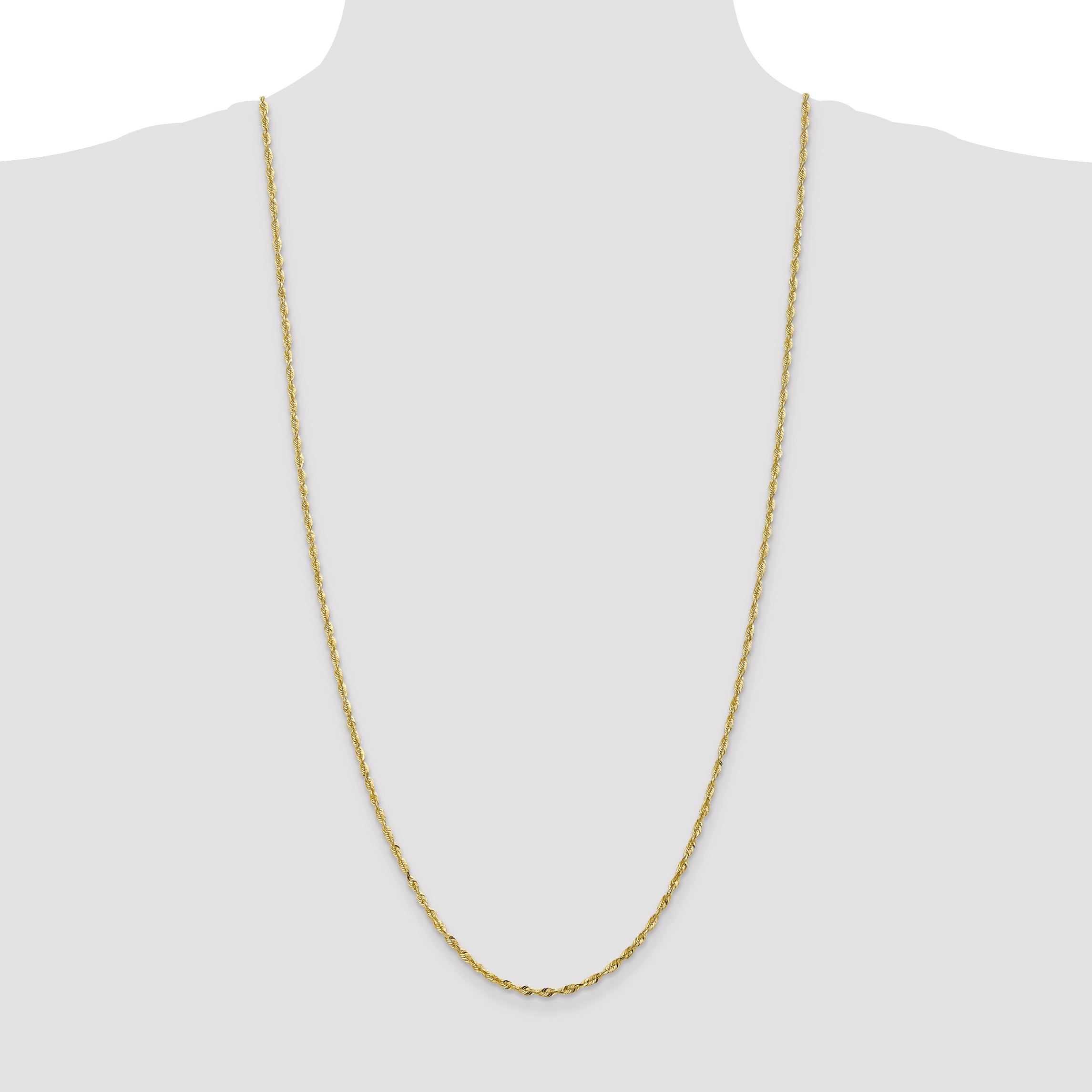 10K Gold Polished Diamond-Cut Rope Chain Necklace Unisex 18 Lightweight