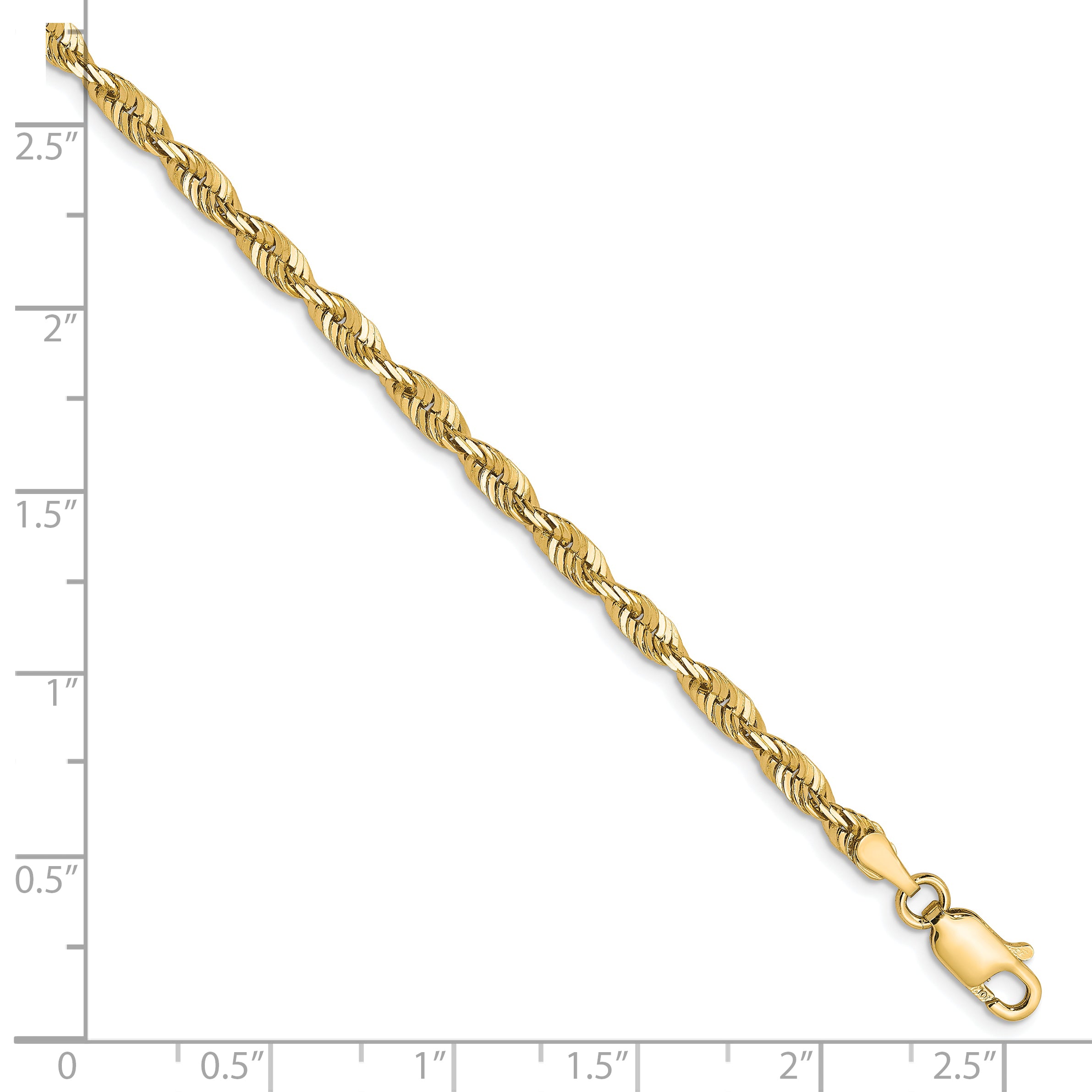 10K 3mm Diamond-Cut Lightweight Rope Chain Secondary image