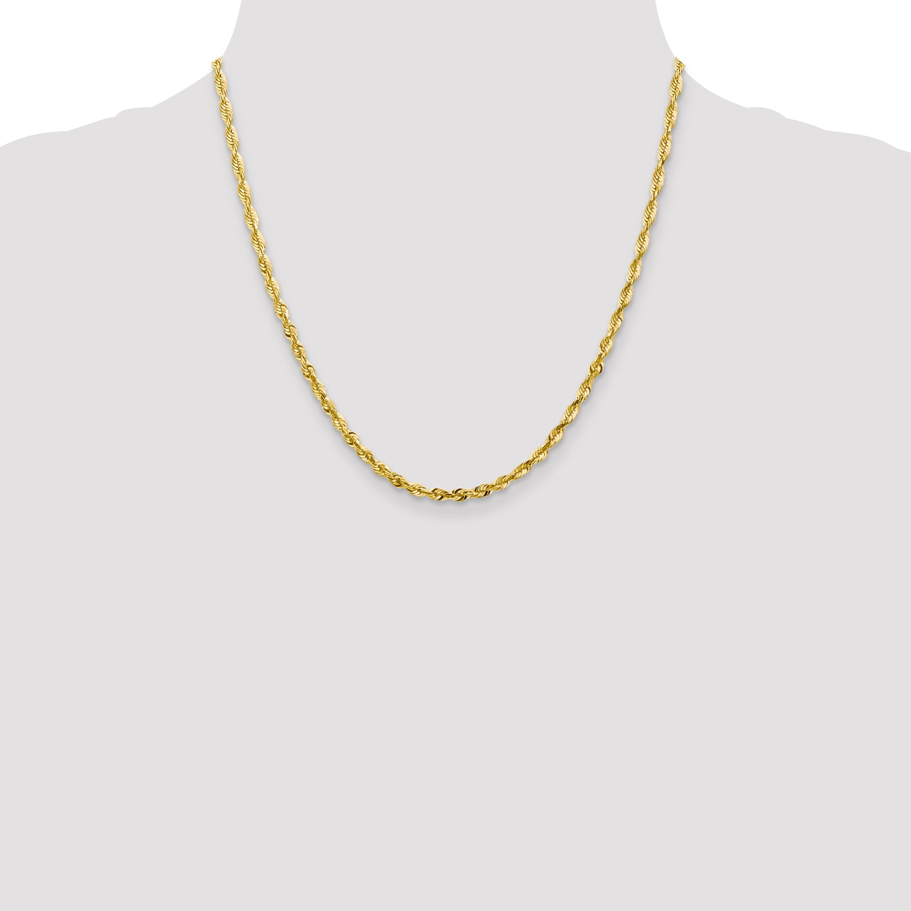10K Gold Diamond-Cut Rope Chain Necklace, Polished, Unisex, 20