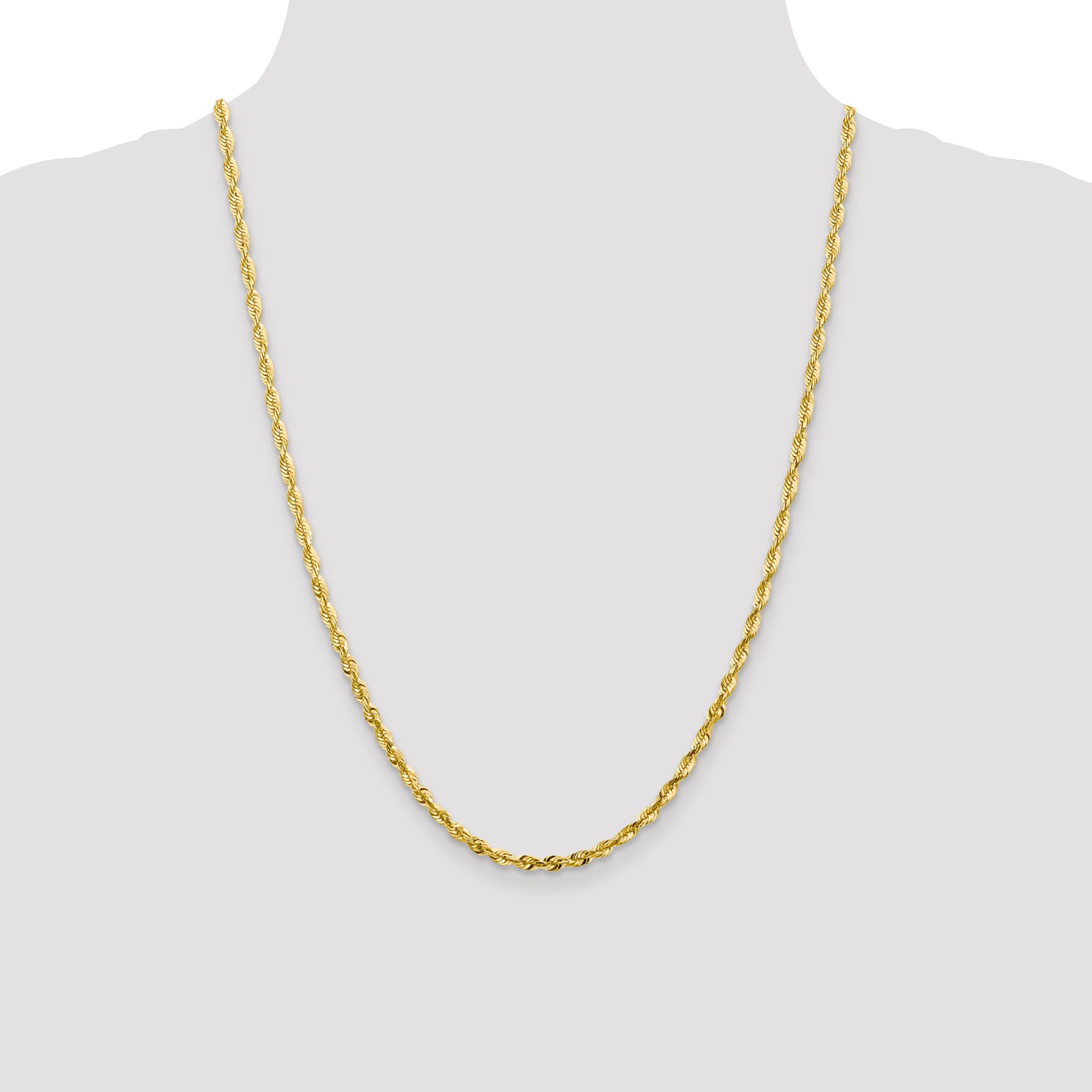10K Gold Diamond-Cut Rope Chain Necklace, Polished, Unisex, 20