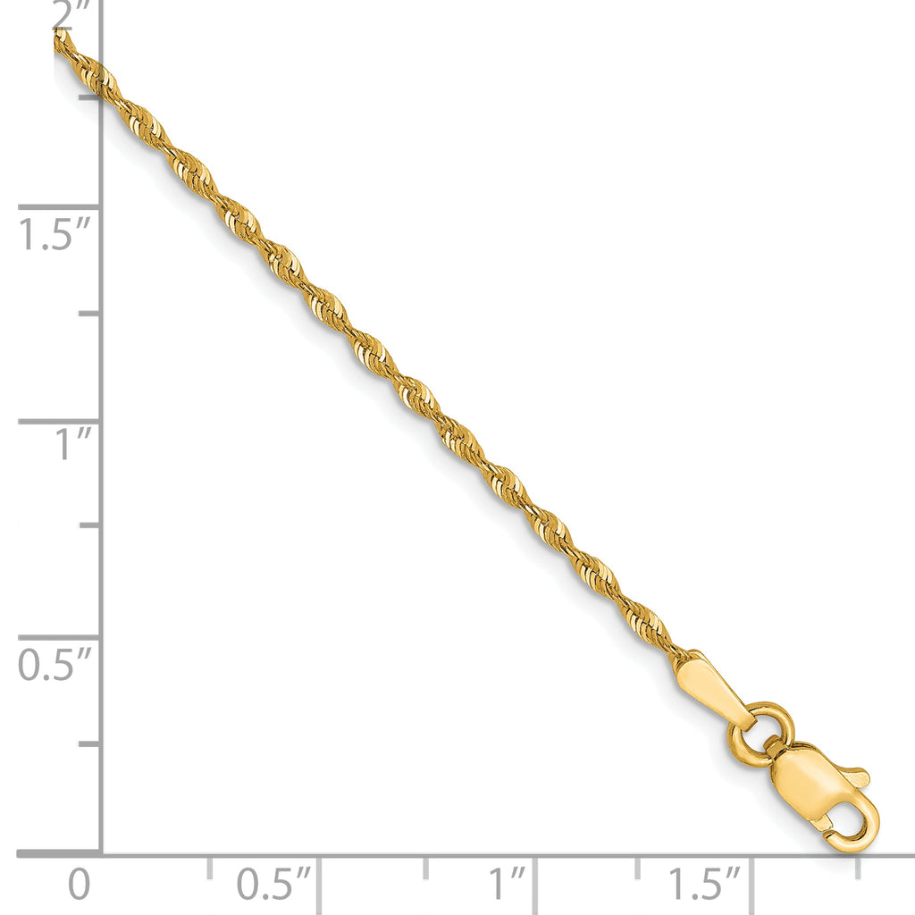 10K 1.5mm Diamond-Cut Lightweight Rope Chain