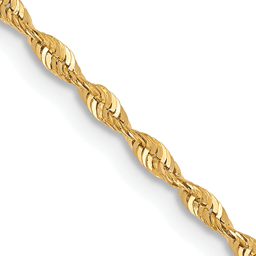 10K 1.5mm Diamond-Cut Lightweight Rope Chain