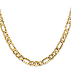 10K Yellow Gold Unisex Figaro Necklace with Polished Concave Design