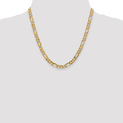 10K Yellow Gold Unisex Figaro Necklace with Polished Concave Design