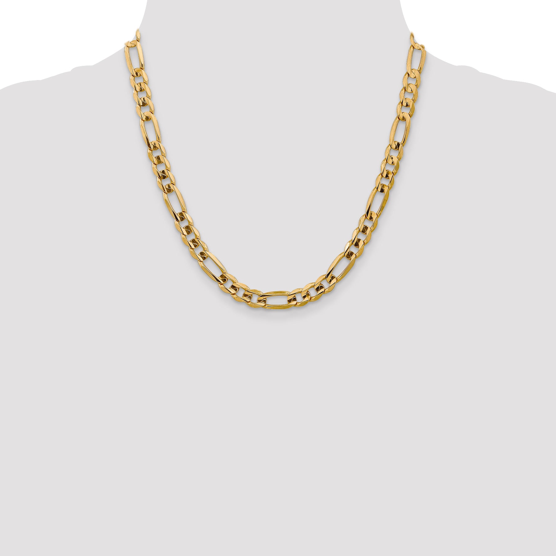 10K Yellow Gold Concave Figaro Necklace with Polished Finish