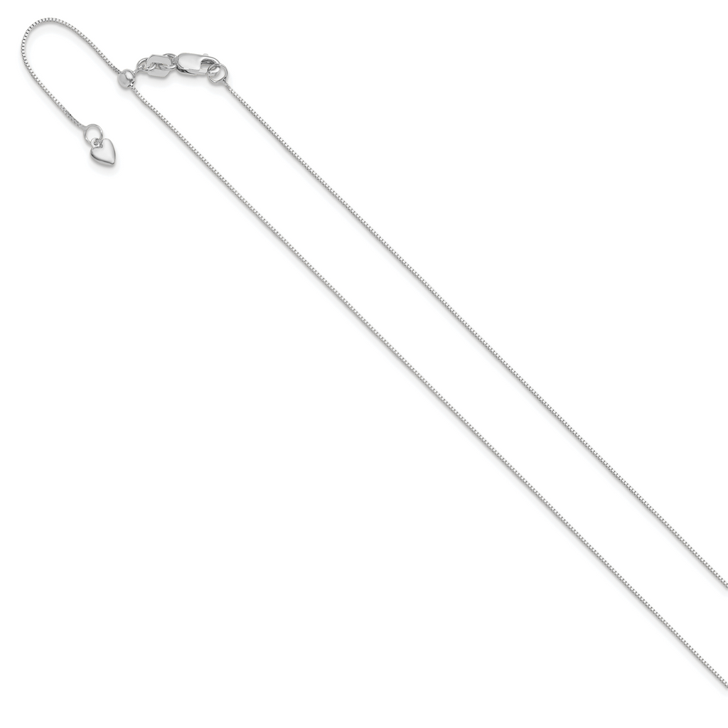 Adjustable Baby Box Chain in 10K White Gold