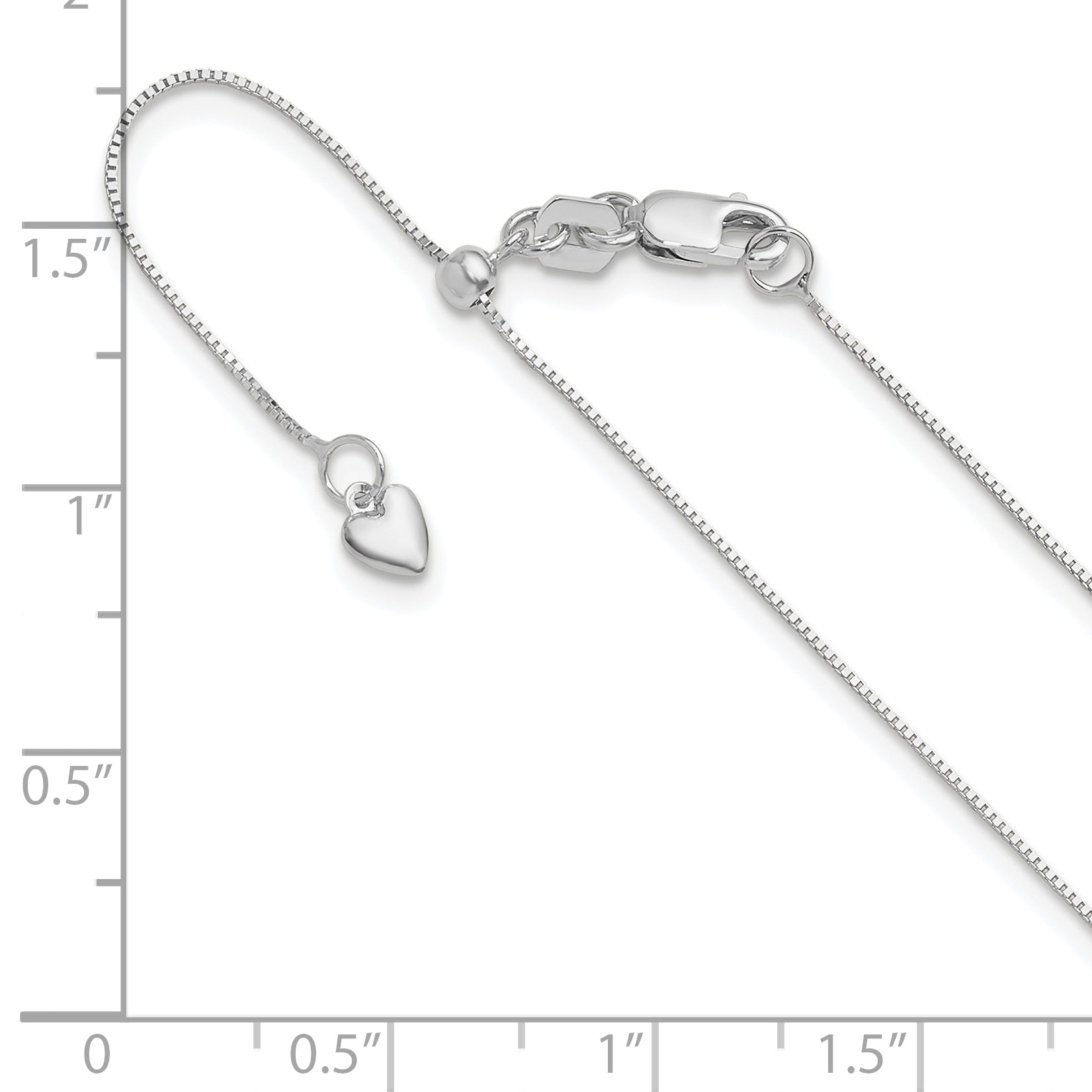 10K White Gold Adjustable .7mm Baby Box Chain