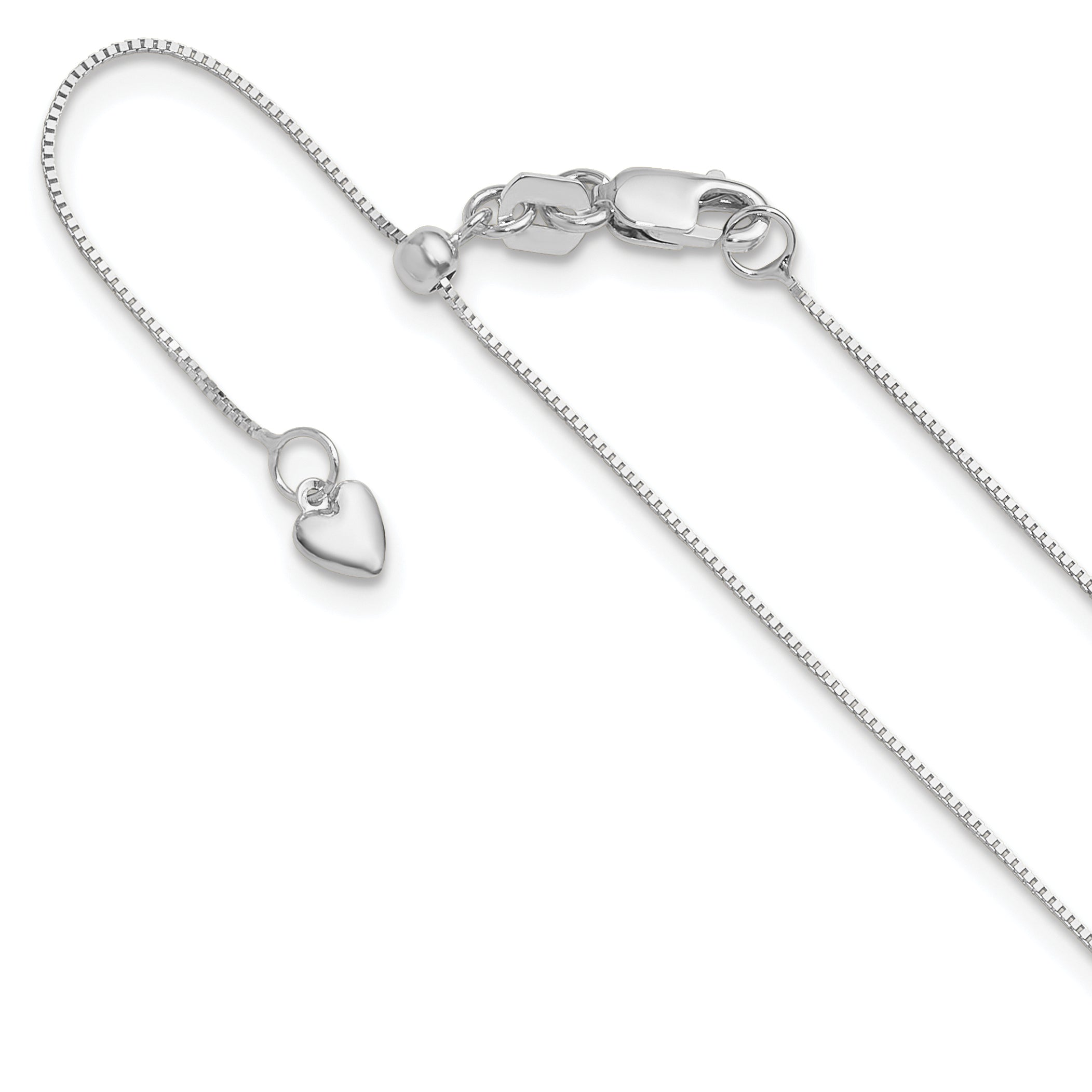 10K White Gold Adjustable .7mm Baby Box Chain Main image