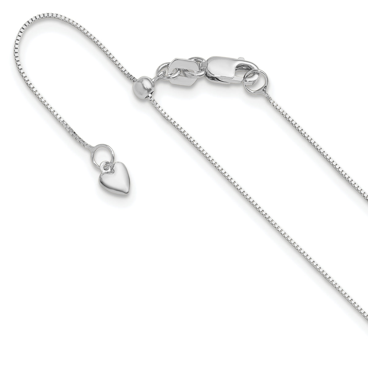 10K White Gold Adjustable .7mm Baby Box Chain