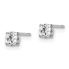 14K White Gold CZ Stud Earrings, Polished 4mm Round, Elegant & Timeless