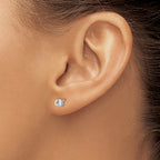 14K White Gold CZ Stud Earrings, Polished 4mm Round, Elegant & Timeless