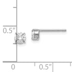 14K White Gold CZ Stud Earrings, Polished 4mm Round, Elegant & Timeless