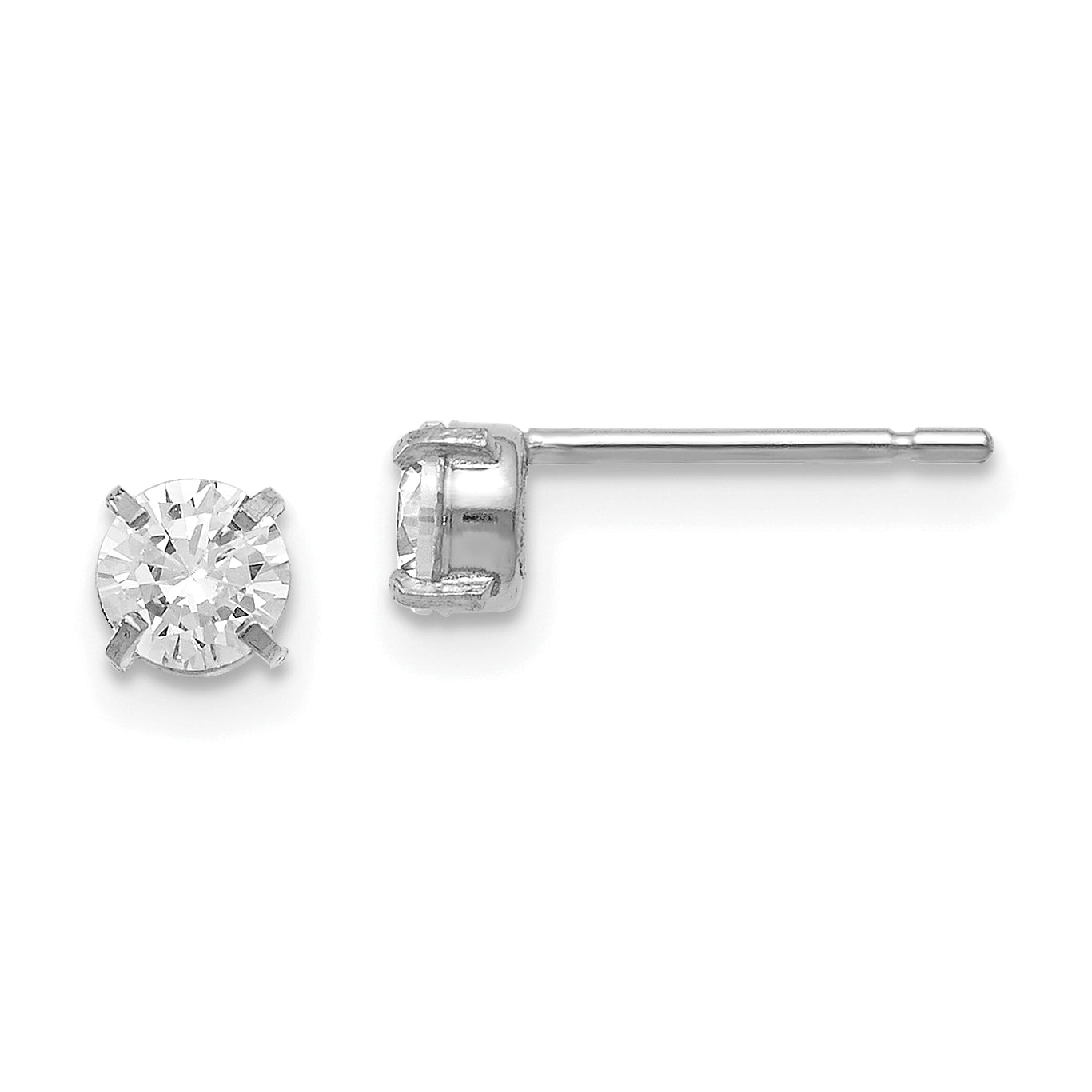 14k White Gold CZ Stud 4.0mm Earrings Main image