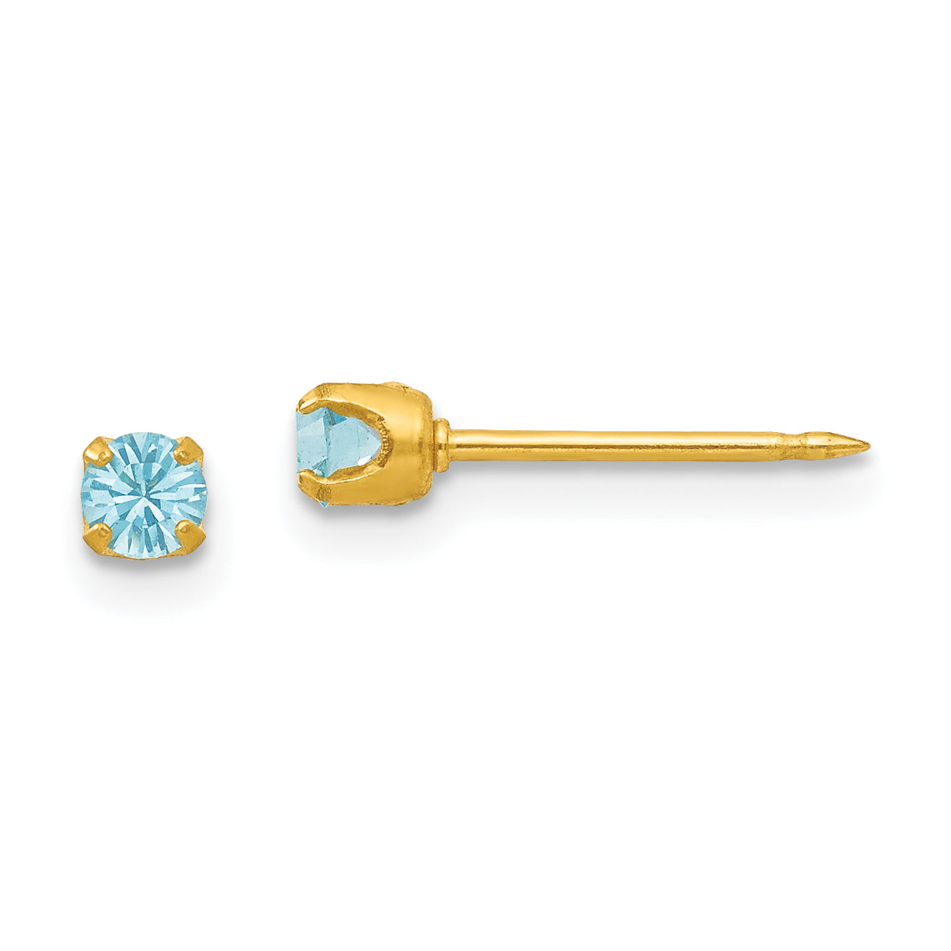 Inverness 24k Plated March Lt Blue Crystal Birthstone Earrings Main image
