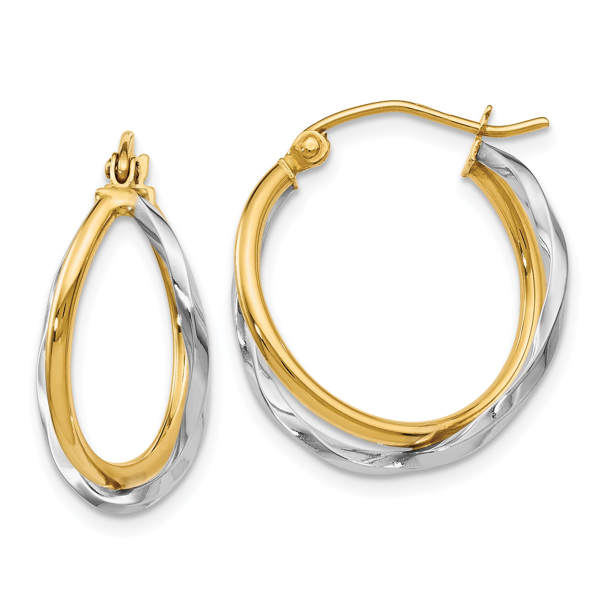 14K Two-tone Polished Hinged Earrings Main image