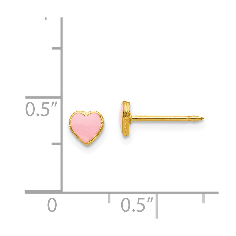 Inverness 24k Plated Pink Enamel Heart Earrings