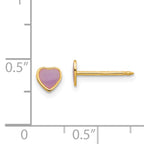 14K Gold Purple Heart Epoxy Button Earrings for Women Elegant & Solid Design