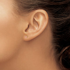14K Gold Pink Crown Button Earrings with Epoxy Fill  Elegant and Feminine Design
