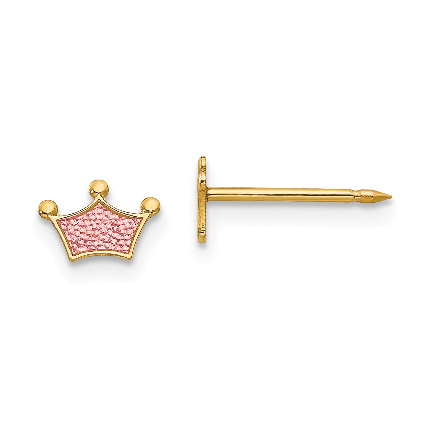 Inverness 14k Epoxy Fill Pink Crown Earrings
