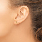 14K Gold Pink Epoxy Flower Button Earrings Elegant & Petite Design