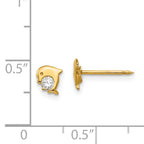 14K Gold Dolphin Earrings with Sparkling CZ Stones  Elegant Button Design