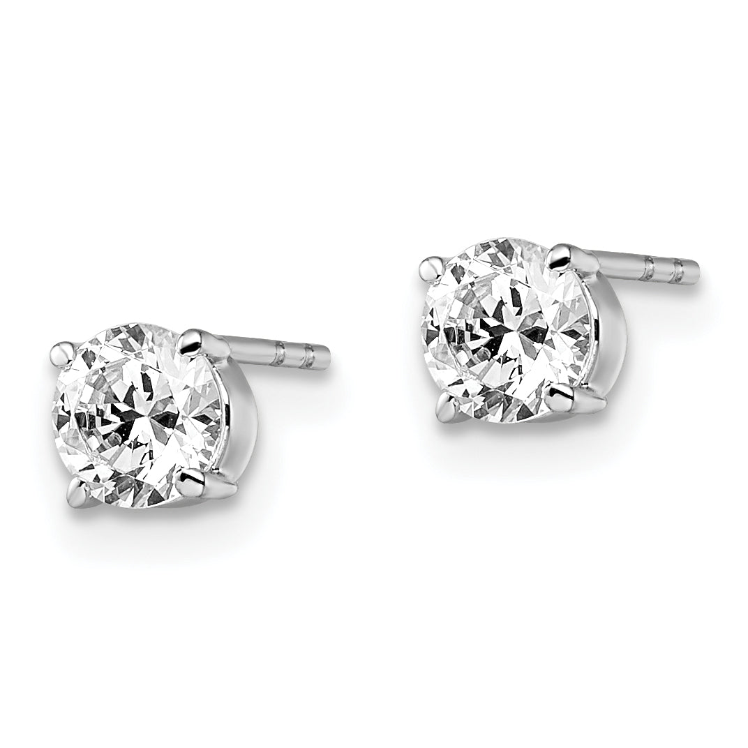 14K White Gold CZ Stud Earrings 5mm with Polished Finish Secondary image