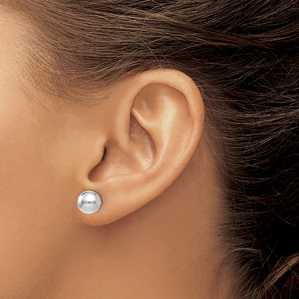 Ball Stud Earrings in 14K White Gold, 7mm