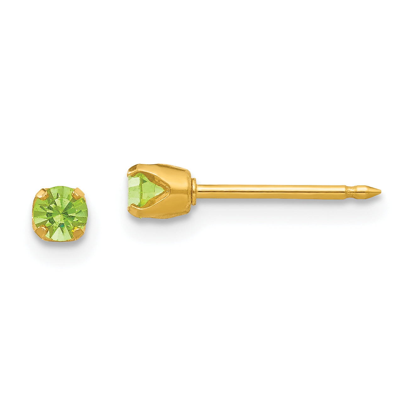 Inverness 24k Plated August Lt. Green Crystal Birthstone Earrings Main image