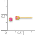 24K Gold Plated October Pink Crystal Birthstone Stud Earrings for Women