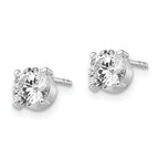 14K White Gold CZ Stud Earrings 6mm Polished Rhodium Finish