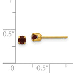 14K Gold January Birthstone Crystal Stud Earrings  Elegant 3mm Design