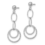 14K White Gold Dangle Earrings with Polished Rhodium Finish